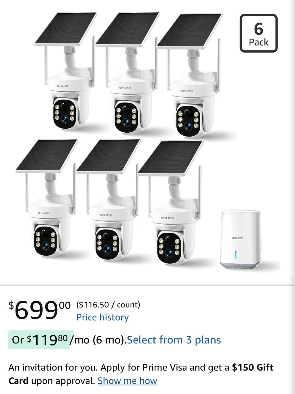 SOLIOM 6 Pack Wireless Security Cameras